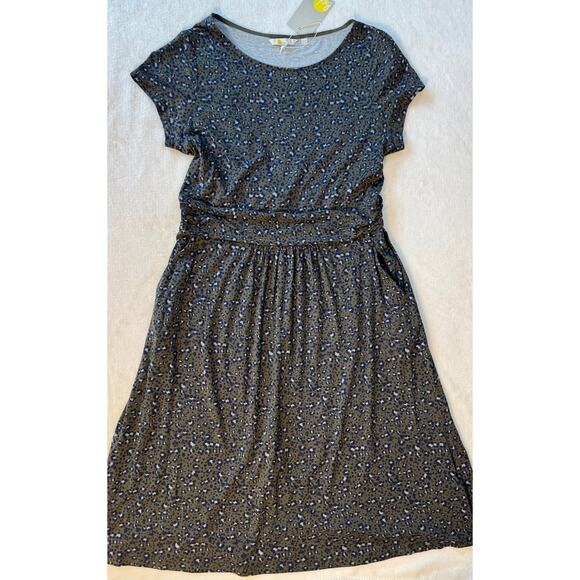 Boden Gray Leopard Print Midi Dress Short Sleeve Animal Print Stretch 10 Knee - Picture 4 of 10